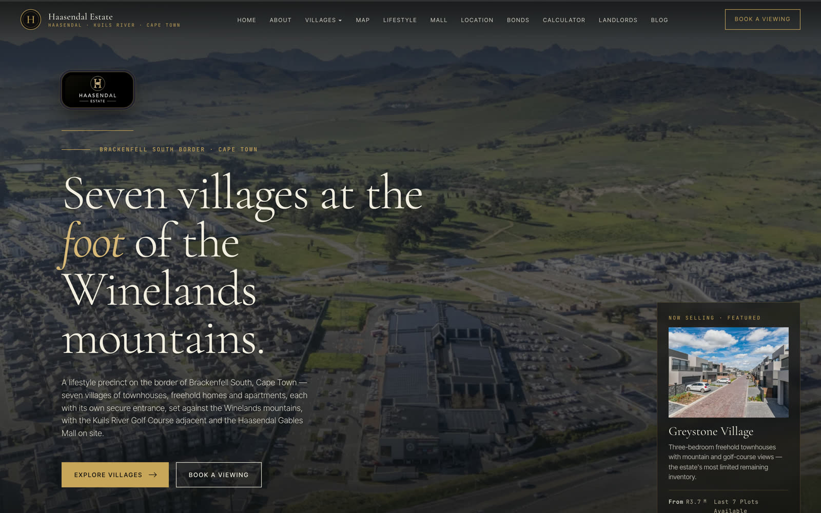 Haasendal Estate homepage: Seven villages at the foot of the Winelands mountains